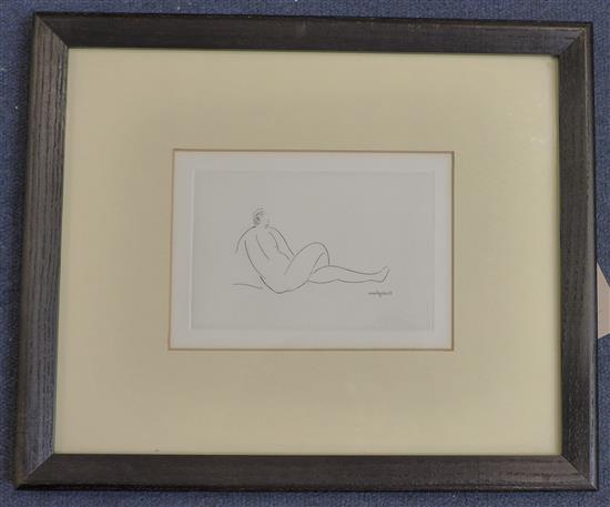 After Amadeo Modigliani (Italian 1884-1920) Nue Couchee de dos, 3.75 x 5.75in.